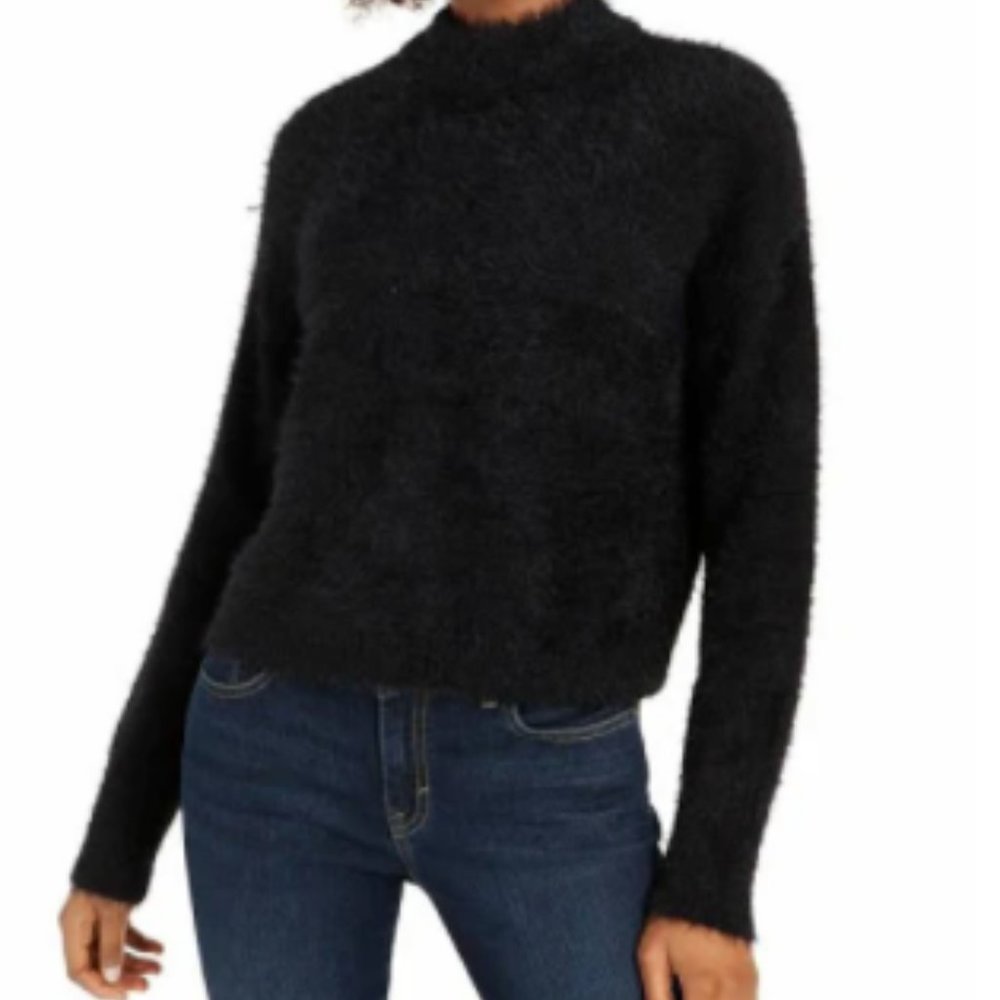 NWT! SUN + MOON Crop Fuzzy Black Sweater Size M